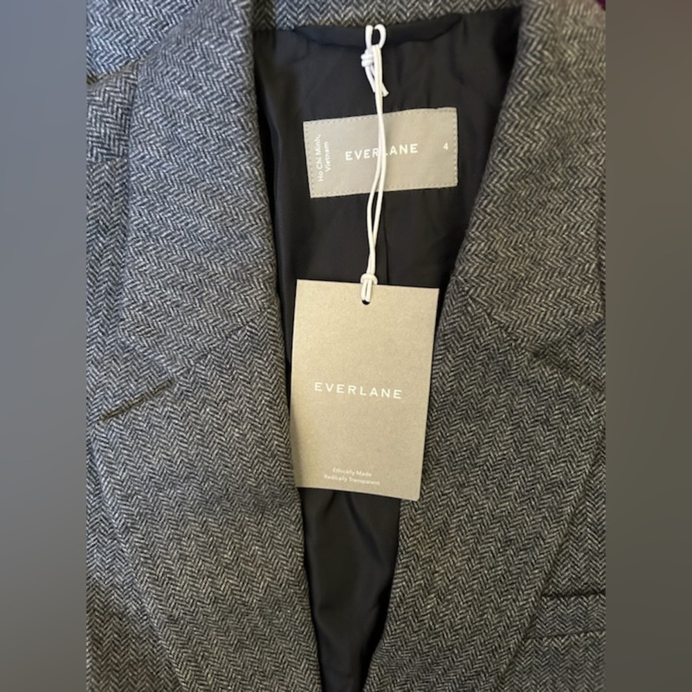 Everlane The Italian Wool Oversized Blazer Jacket NWT Grey Herringbone - Picture 5 of 7